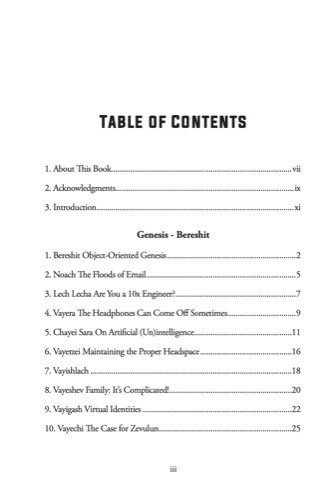 Table of Contents Page 1 - Torah and Tech chapter listings