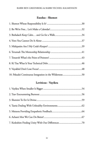 Table of Contents Page 2 - Torah and Tech chapter listings